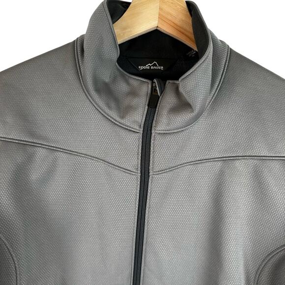 Eddie Bauer Leidos Full Zip Gray Weather Resist Soft Shell Jacket Mens Size XL - Picture 2 of 16